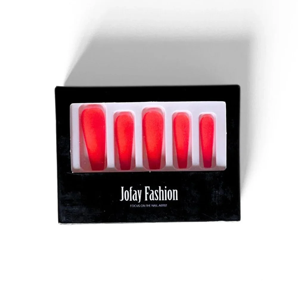JOFAY FASHION Coffin Press-on Nails - Tomato Red NEW